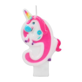 Vela n°9 Unicornio Multicolor - Décoration intérieure, bougie chiffre licorne colorée