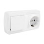 Solera Socle de prise mur63u Schuko bipolaire et double interrupteur blanc