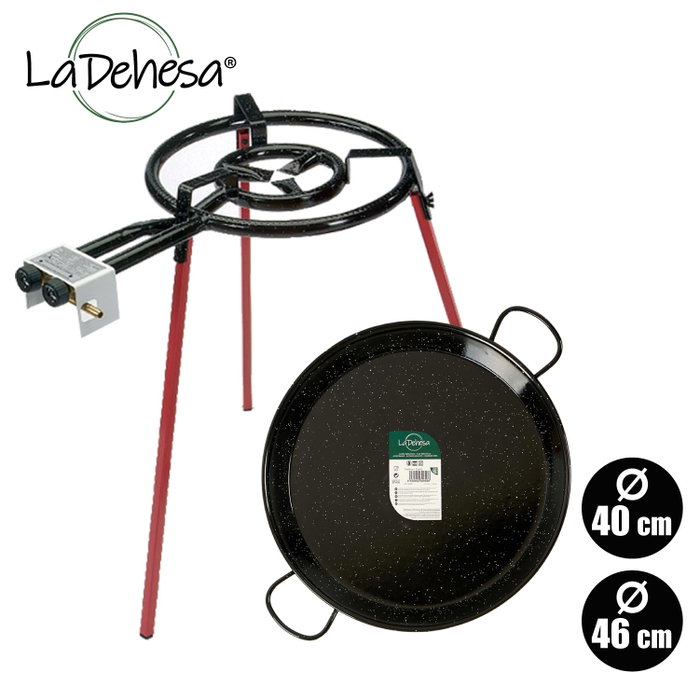 LA DEHESA Set de Paellera Émaillée 46cm avec Brûleur 400 LA DEHESA Set de Paellera Émaillée 46cm avec Brûleur 400