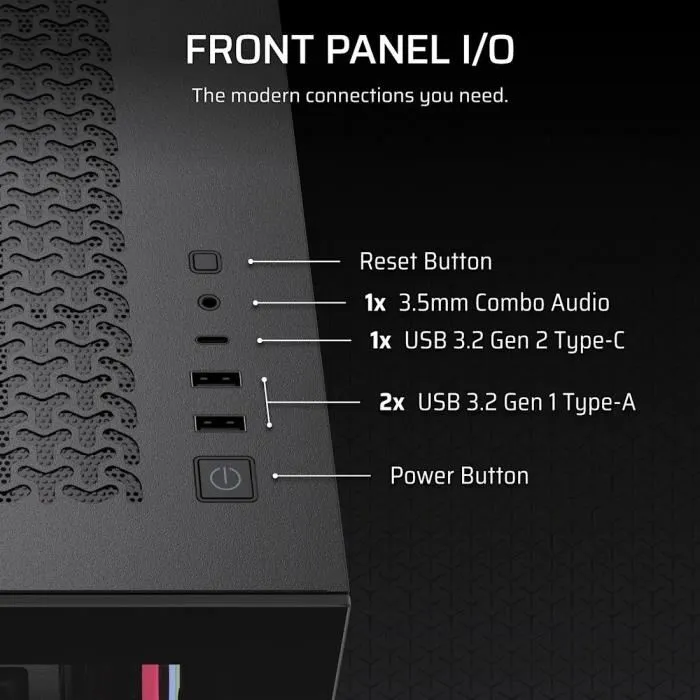 Corsair 3500X LXR LINK Boîtier PC Mid-Tower Noir avec Verre Trempé - 3 Ventilateurs RGB à Rotor Inversé iCUE LINK - Compatible Refroidissement 360mm