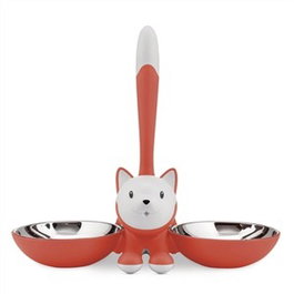 Miriam Mirri TIGRITO AMMI09 RO - Comedero pour chat en acier inoxydable 18/10 et résine thermoplastique orange