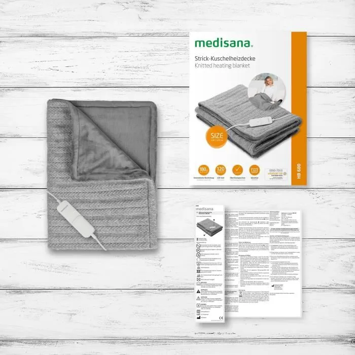 Medisana HB 680 Couverture chauffante réversible en maille, arrêt automatique 180 min, chauffe rapide 120 W, lavable, système de sécurité surchauffe Medisana HB 680 Couverture chauffante réversible en maille, arrêt automatique 180 min, chauffe rapide 120 W, lavable, système de sécurité surchauffe
