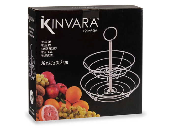 Kinvara Corbeille à Fruits Double Métal Chromé 26x8x26 cm Argent (Set de 6) Kinvara Corbeille à Fruits Double Métal Chromé 26x8x26 cm Argent (Set de 6)