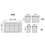 Emuca Kit poubelle de tri sélectif pour tiroir de cuisine avec socle Recycle hauteur 216mm, 2x12litres, 2x6litres, module 900mm, Plastique gris antracite