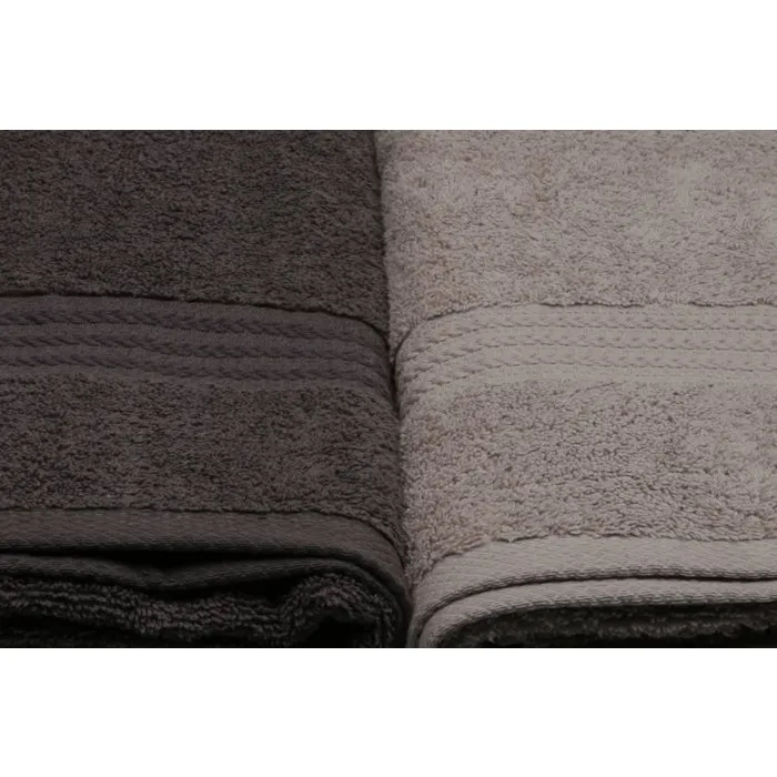 Ensemble de 4 serviettes de bain - 70 x 140 cm - Coton 100% - Blanc, Gris, Gris foncé, Noir - Douces, absorbantes et durables