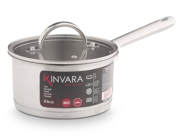 KINVARA Cazo pour induction avec couvercle en verre 16 cm