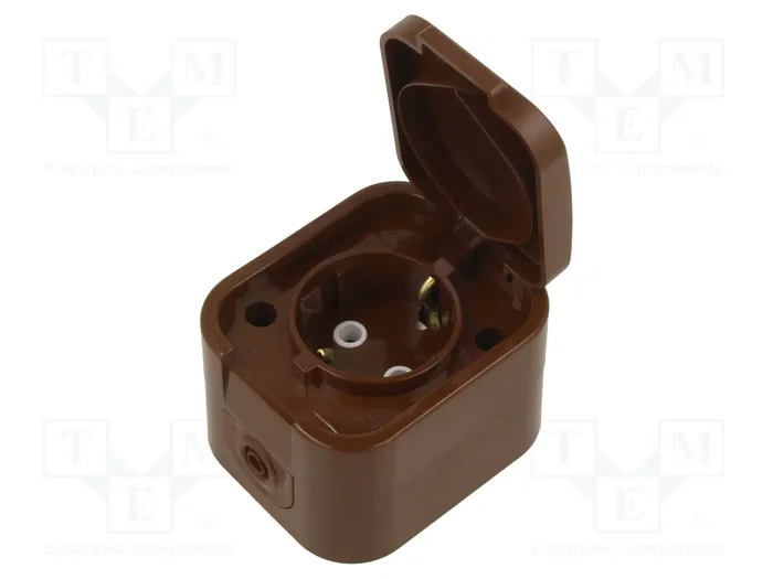 ABEX Socle d'alimentation AC Schuko marron 2P+PE 16A IP54 ABEX Socle d'alimentation AC Schuko marron 2P+PE 16A IP54
