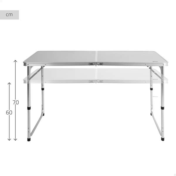 Color Baby Table de Camping Aluminium Pliante 120 x 60 cm Hauteur Ajustable 60-70 cm