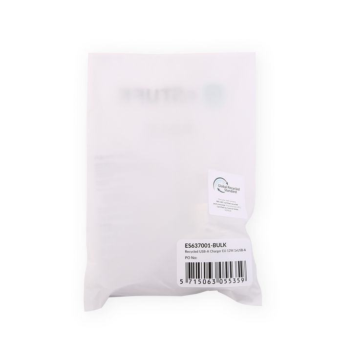 eSTUFF Chargeur Secteur USB-A 12W INFINUE - Fiche UE, 98% Plastique Recyclé - Blanc - Pour Smartphones et Tablettes