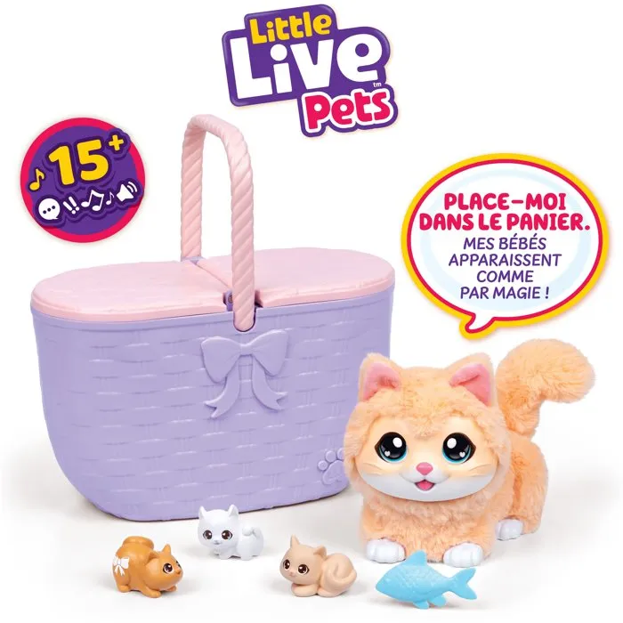 Little Live Pets Mama Surprise Kitty - Peluche Chat Interactif Rose