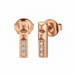 Police Boucles d'oreilles en acier inoxydable rose