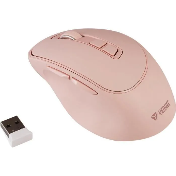 YENKEE Souris sans fil rechargeable YMS 2080PK, capteur optique précis, autonomie 35h, recharge USB-C, design élégant rose, portée 10 m YENKEE Souris sans fil rechargeable YMS 2080PK, capteur optique précis, autonomie 35h, recharge USB-C, design élégant rose, portée 10 m
