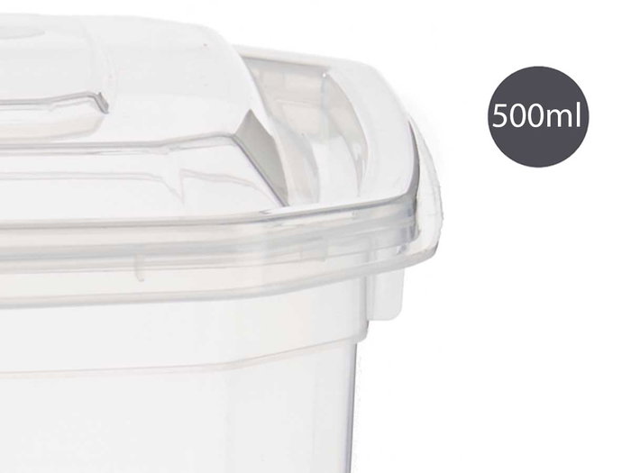 Leknes Boîte de Conservation Rectangulaire 500 ml Plastique Transparent 13 x 12.3 x 6 cm (Set de 24)