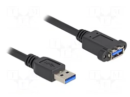 DELOCK Câble USB A socle vers USB A prise 1m Noir 5Gbps