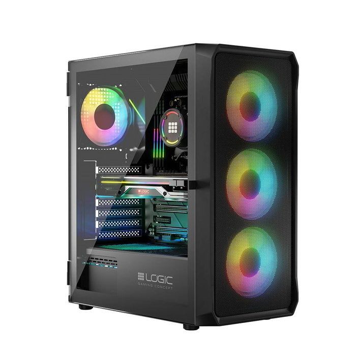 Boîtier ATX semi-tour Logic PORTOS ARGB Blanc Noir Boîtier ATX semi-tour Logic PORTOS ARGB Blanc Noir