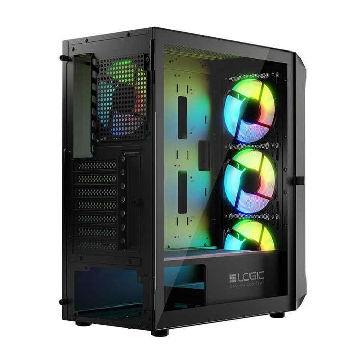 Boîtier ATX semi-tour Logic PORTOS ARGB Blanc Noir Boîtier ATX semi-tour Logic PORTOS ARGB Blanc Noir