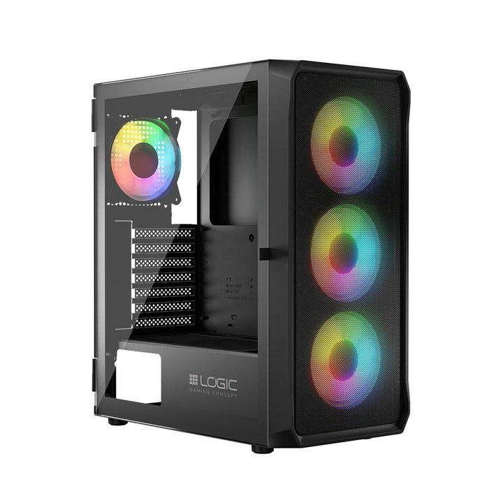 Boîtier ATX semi-tour Logic PORTOS ARGB Blanc Noir Boîtier ATX semi-tour Logic PORTOS ARGB Blanc Noir