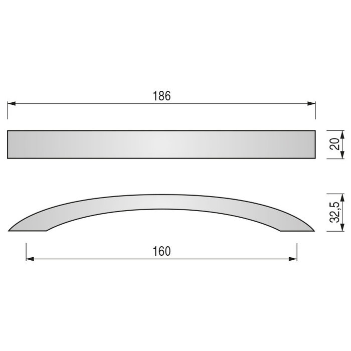 VIEFE Tirador de porte en aluminium avec finition acier brossé, pour entraxe de 160 mm