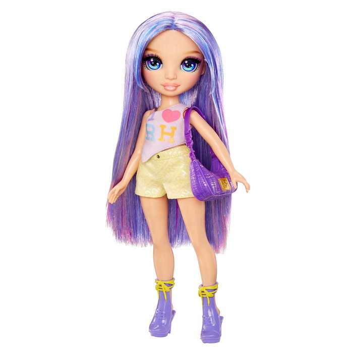 MGA Rainbow High Ma Poupée Violet My Fashion Style - Ensemble avec Top, Shorts, Sac à Main et Talons Hauts, Coiffure Brushable - Licence Rainbow High