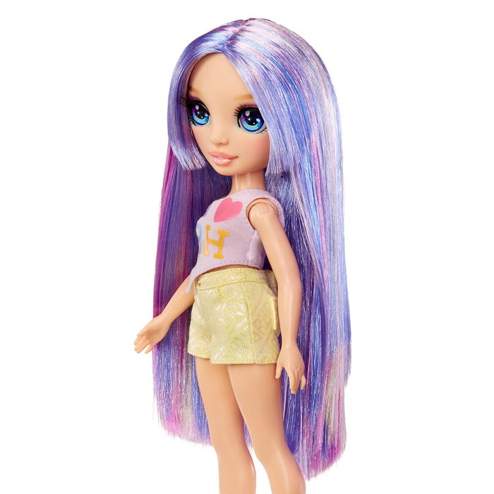 MGA Rainbow High Ma Poupée Violet My Fashion Style - Ensemble avec Top, Shorts, Sac à Main et Talons Hauts, Coiffure Brushable - Licence Rainbow High