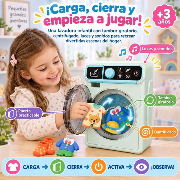 Jugatoys Machine à laver avec centrifugation, lumières et sons