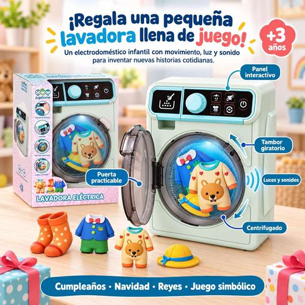 Jugatoys Machine à laver avec centrifugation, lumières et sons