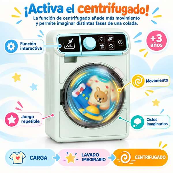 Jugatoys Machine à laver avec centrifugation, lumières et sons