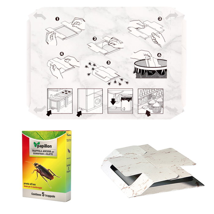 PAPILLON Piège à Blattes Adhésif (5 Cartons) PAPILLON Piège à Blattes Adhésif (5 Cartons)