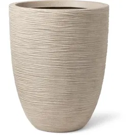 Capi Europe Vase élégant bas Waste Rib NL, 46x58 cm, terrazzo beige en polyéthylène recyclé, pour intérieur et extérieur