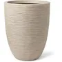 Capi Europe Vase élégant bas Waste Rib NL, 46x58 cm, terrazzo beige en polyéthylène recyclé, pour intérieur et extérieur