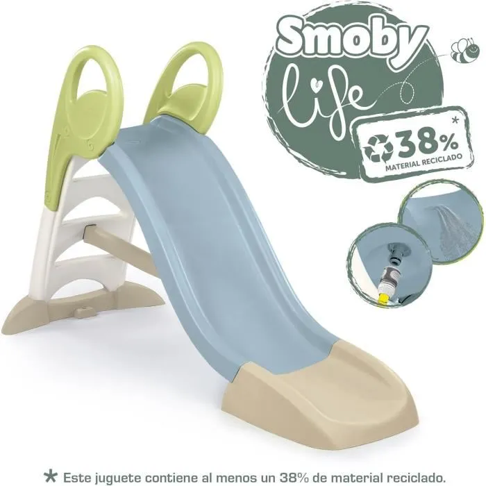 Smoby Life Toboggan Grand Modèle - Glisse de 150 cm, dès 2 ans - Marches antidérapantes, poignées ergonomiques, usage extérieur avec option eau, plastique recyclé anti-UV