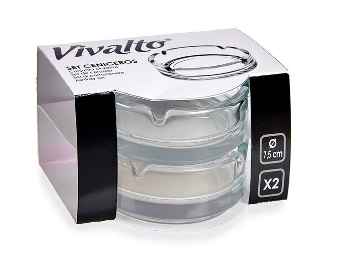 Vivalto Set de 2 Cendriers en Verre Transparent 7,2 cm (Set de 36) Vivalto Set de 2 Cendriers en Verre Transparent 7,2 cm (Set de 36)