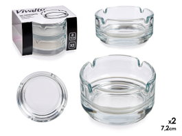 VIVALTO Set de 2 cendriers en verre transparent