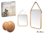 Giftdecor Miroir Rectangulaire en Bambou 41x33 cm avec Lanière en Cuir Naturel (Set de 6)