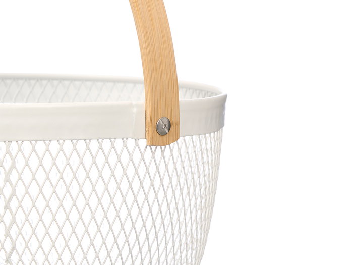 KINVARA Cesta Redonda Blanca Asa Bambu KINVARA Cesta Redonda Blanca Asa Bambu
