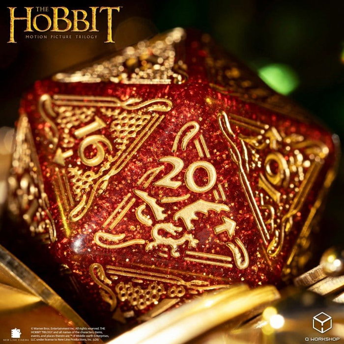 Q Workshop Le Hobbit Spindown jumbo dé Ember TCG D20 rouge scintillant