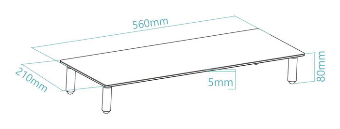 Soporte Elevateur TooQ pour Moniteur, en Verre, Ergonomique, Antidérapant, 80 mm