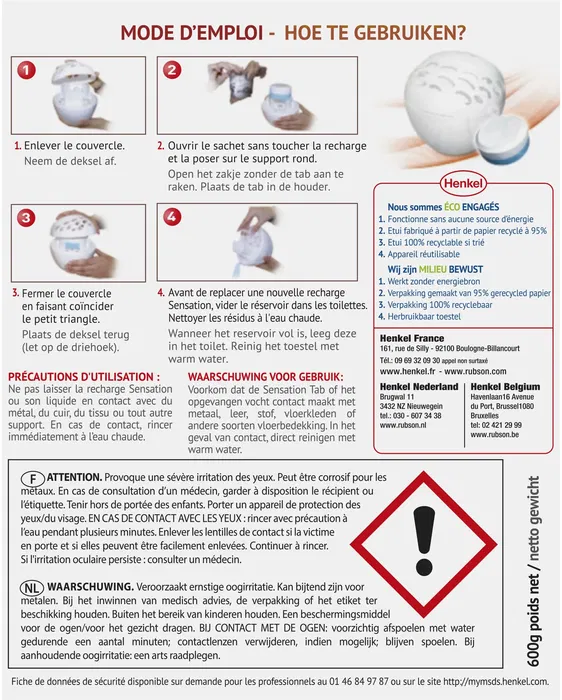 Rubson SENSATION 3en1 Aroma Energy Fruit Recharge pour absorbeur d'humidité, Lot de 2, Lutte contre les mauvaises odeurs et les acariens