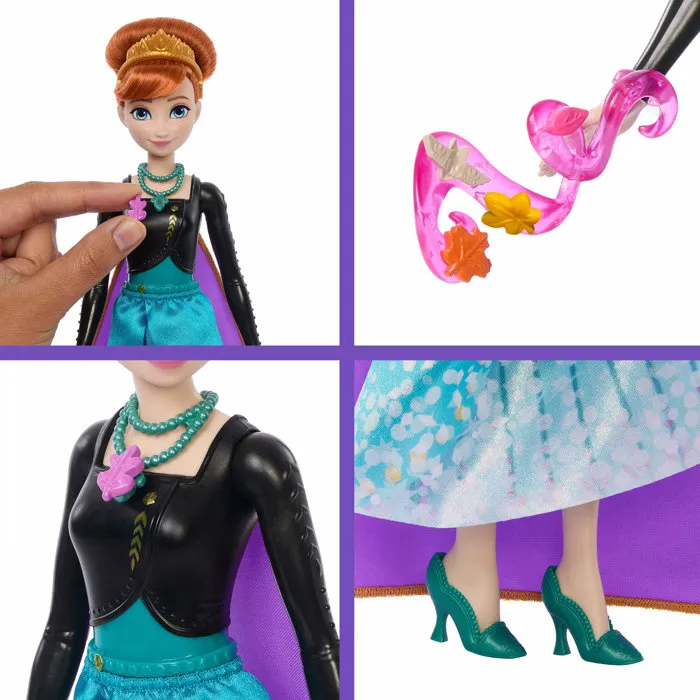 Mattel Poupée Jewel Reveal Anna La Reine des Neiges avec 8 surprises, boîte à bijoux flocon et bague - Ref JJY37