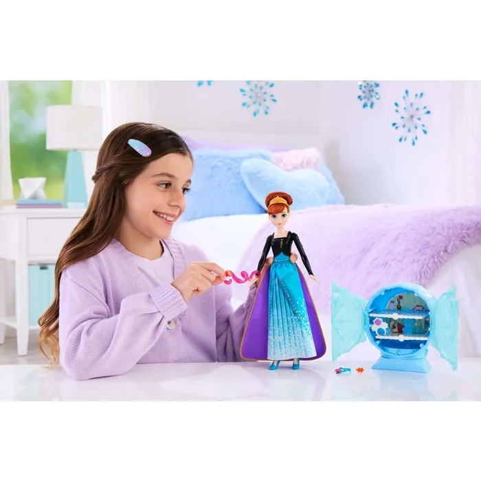Mattel Poupée Jewel Reveal Anna La Reine des Neiges avec 8 surprises, boîte à bijoux flocon et bague - Ref JJY37