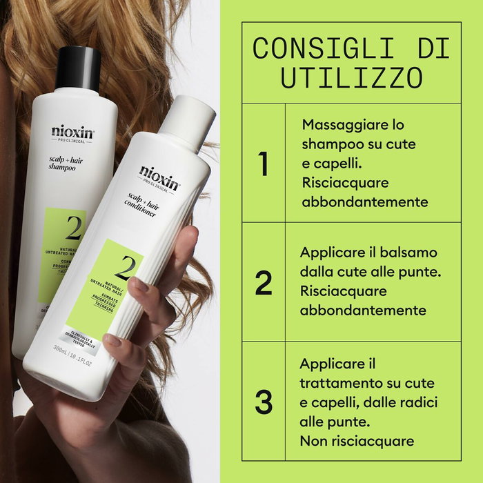 Nioxin System 2 - Kit de traitement pour cheveux naturels avec amincissement avancé, 3 unités Nioxin System 2 - Kit de traitement pour cheveux naturels avec amincissement avancé, 3 unités