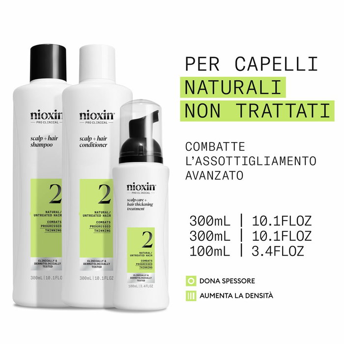Nioxin System 2 - Kit de traitement pour cheveux naturels avec amincissement avancé, 3 unités Nioxin System 2 - Kit de traitement pour cheveux naturels avec amincissement avancé, 3 unités