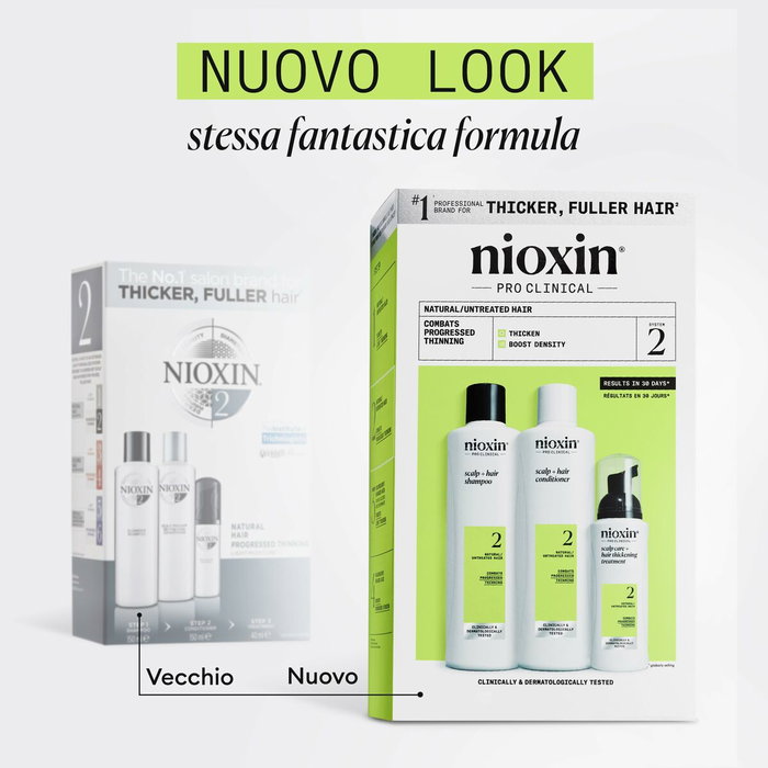 Nioxin System 2 - Kit de traitement pour cheveux naturels avec amincissement avancé, 3 unités Nioxin System 2 - Kit de traitement pour cheveux naturels avec amincissement avancé, 3 unités