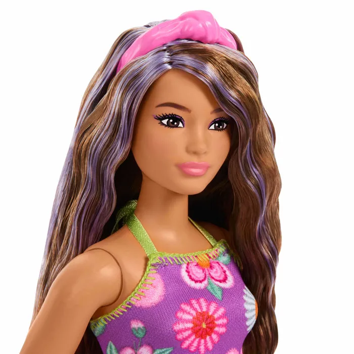 Barbie Fashionistas Poupée Mode et Diversité - JJN57 - Poupée Mannequin avec Tenue Fleurie Tendance, Jeu d'Imitation pour Enfants à Partir de 3 Ans
