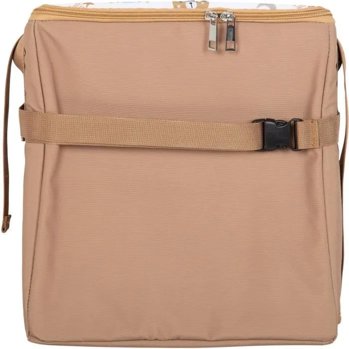 Tineo Rehausseur de Siège Bébé Nomade Ultra Compact avec Harnais 3 Points et Rangement - 30 x 28 x 13 cm - Camel / Oursons