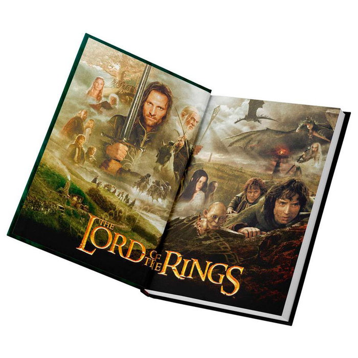 SD TOYS - Cuaderno A5 Le Seigneur des Anneaux One Ring To Rule Them All avec lumière - 90 pages lignées - Fonctionne avec 3 piles AG10 (fournies)