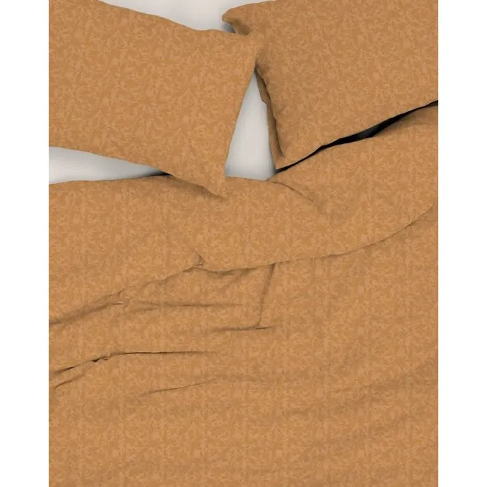 Parure de lit King Size Satin Moutarde - 1 housse de couette 240 x 220 cm + 2 taies d'oreiller 60 x 60 cm