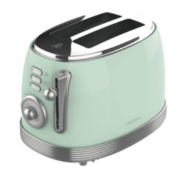 Cecotec Toast And Taste 800 Grille-pain 2 Fentes Extra Larges 850 W 6 Niveaux de Doré Acier Inoxydable Beige