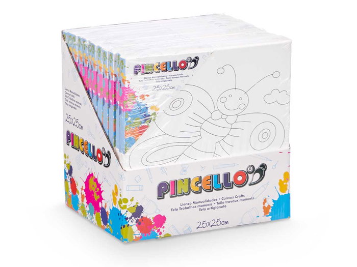 PINCELLO Lot de 24 toiles de loisirs créatifs Animaux 25x25 cm