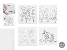 PINCELLO Toile de bricolage motifs animaux assortis 25x25 cm
